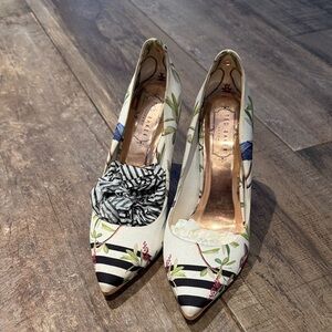 Ted Baker London Floral and Striped Heels with Bow
